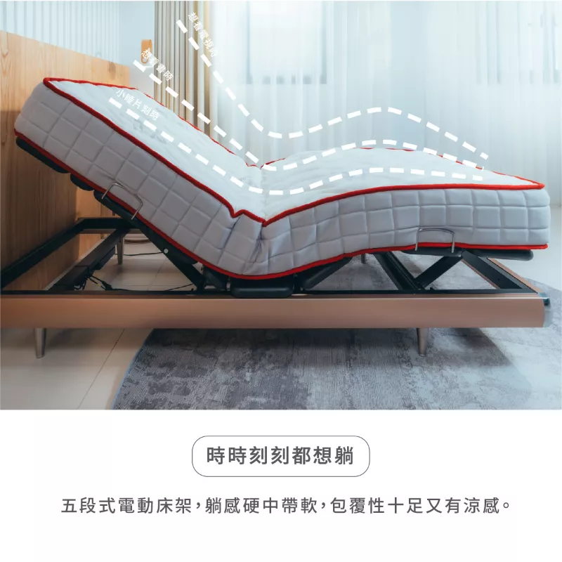 幸福電動床D2-絕佳躺感的連結式彈簧電動床